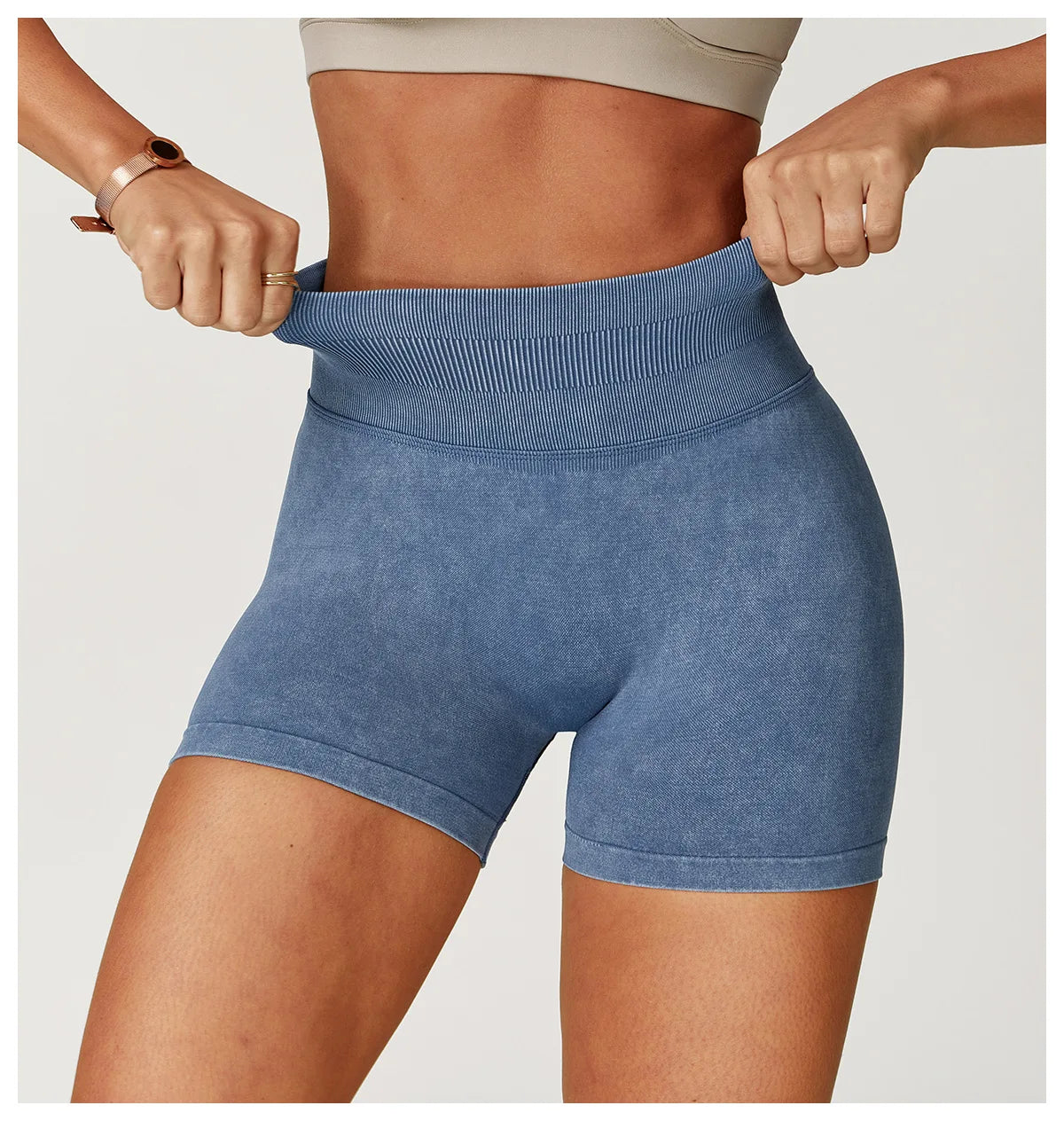Apex Ritual – Women's High-Waist Yoga Shorts – Sand-Washed Squat-Proof Training Shorts
