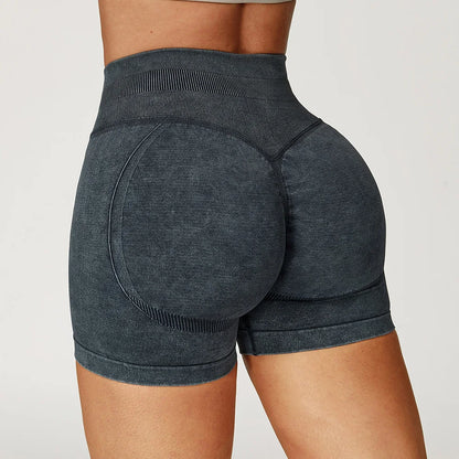 Apex Ritual – Women's High-Waist Yoga Shorts – Sand-Washed Squat-Proof Training Shorts