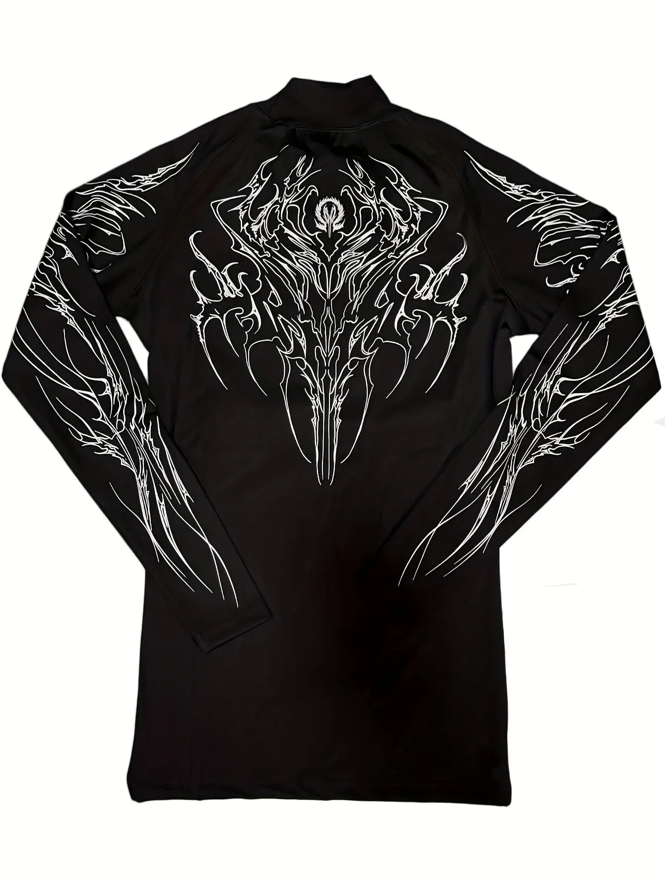 Apex Ritual – Men's Geometric High-Neck Compression Long Sleeve – Tight Fit Gym Sports Top