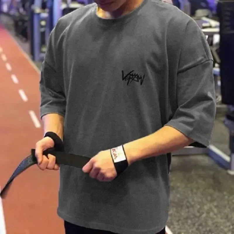 Apex Ritual – Men's Oversized Sports T-Shirt – Round Collar Cotton Summer Training Running Tee