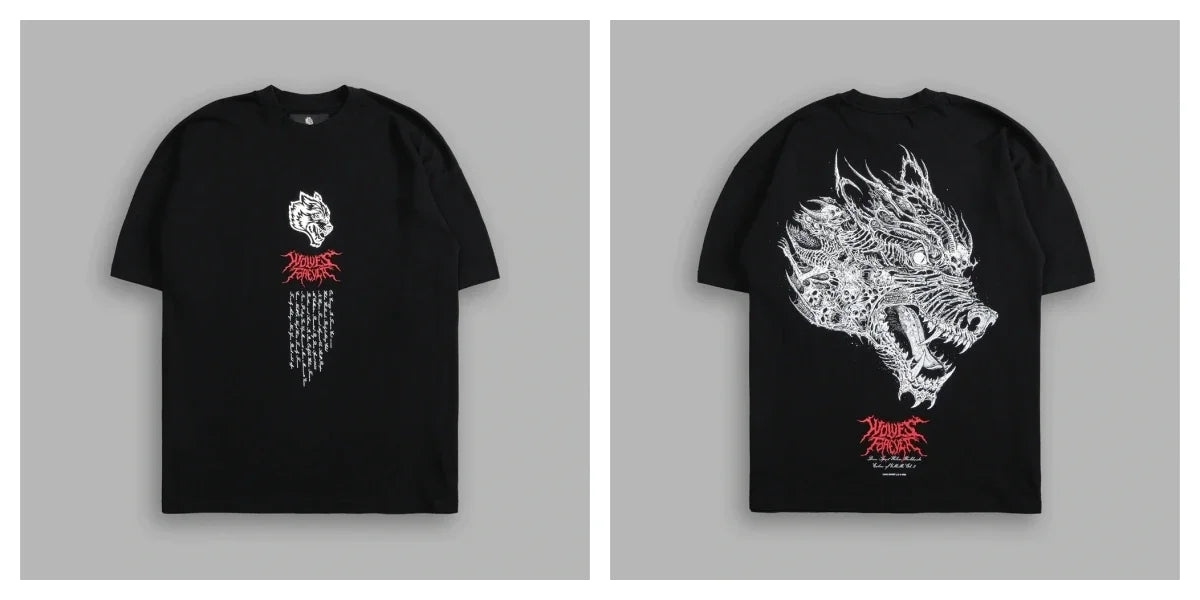Apex Ritual – EINHERJAR Side By Side Oversized Tee – Y2K Gothic Hip Hop Couple T-Shirt