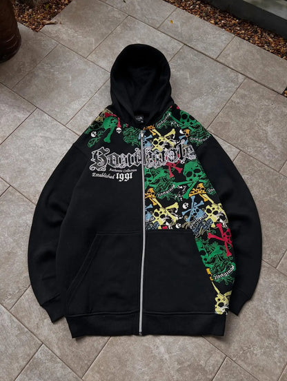Apex Ritual – Explosions Y2K Hooded Sweater Men – American Retro Hip-Hop Graffiti Unisex Zipper Hoodie