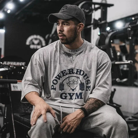 Apex Ritual – Men's Vintage Bodybuilding Graphic Gym Tee – Oversized Streetwear T-Shirt