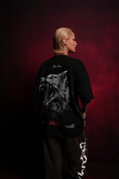 Apex Ritual – EINHERJAR Side By Side Oversized Tee – Y2K Gothic Hip Hop Couple T-Shirt