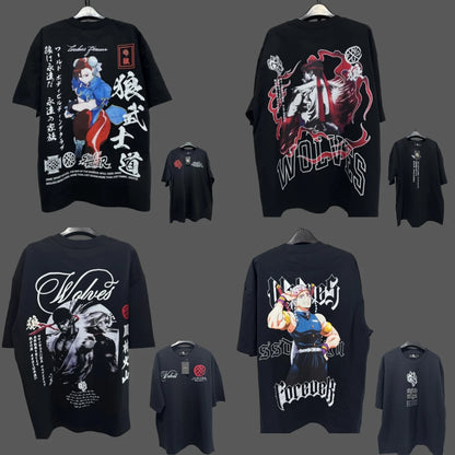 Apex Ritual – Anime Print Men's Crewneck T-Shirt – Loose Casual Fitness Training Cotton Tee