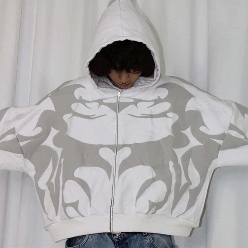 Apex Ritual – Y2K Men's Baggy Hoodies – Autumn Long Sleeve Loose Hooded Vintage Zipper Cardigan
