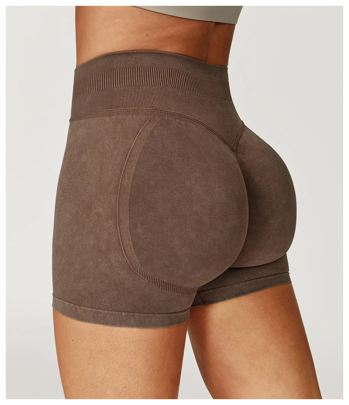Apex Ritual – Women's High-Waist Yoga Shorts – Sand-Washed Squat-Proof Training Shorts