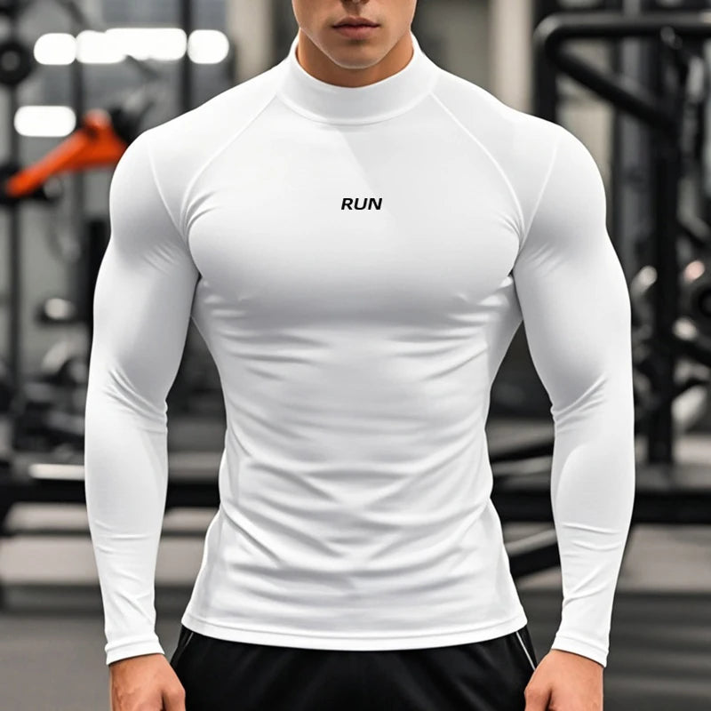 Apex Ritual – Men's Long Sleeve Compression Running Shirt – Turtleneck Quick-Dry Sports Top