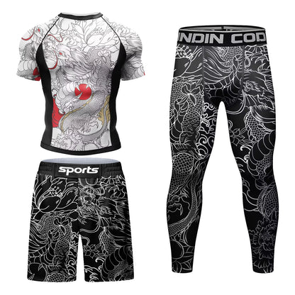 Apex Ritual No-Gi Compression Set – BJJ & Muay Thai Rashguard, Tee & Shorts