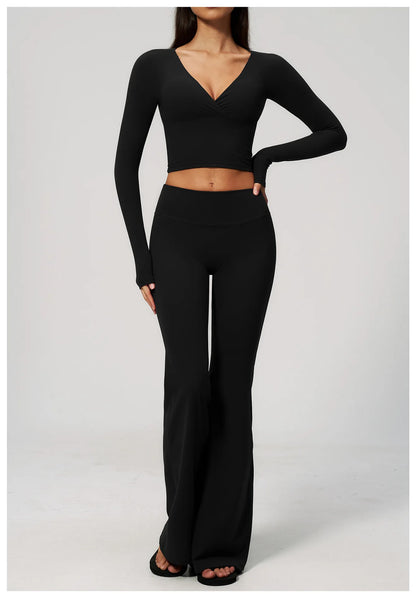 Apex Ritual – Yoga Set 2PCS Women – Gym Legging Fitness Bra Crop Top Long Sleeve Sports Suits