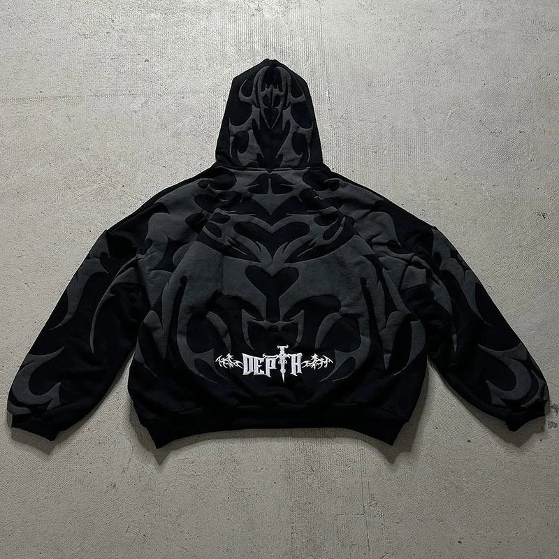 Apex Ritual – Y2K Men's Baggy Hoodies – Autumn Long Sleeve Loose Hooded Vintage Zipper Cardigan
