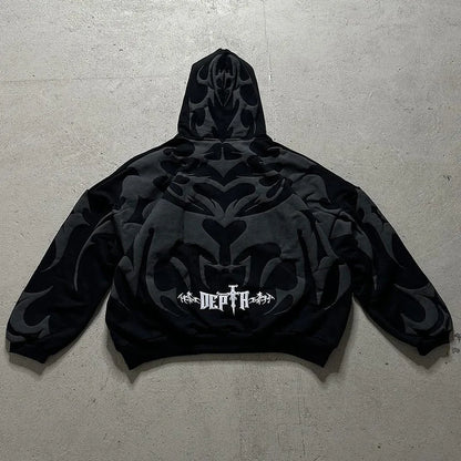 Apex Ritual – Y2K Men's Baggy Hoodies – Autumn Long Sleeve Loose Hooded Vintage Zipper Cardigan