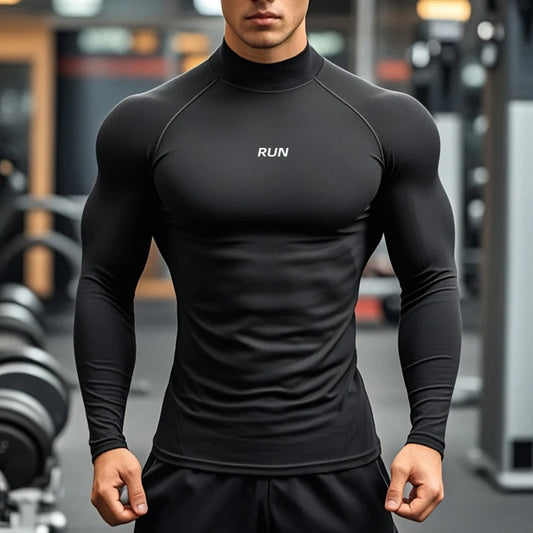 Apex Ritual – Men's Long Sleeve Compression Running Shirt – Turtleneck Quick-Dry Sports Top