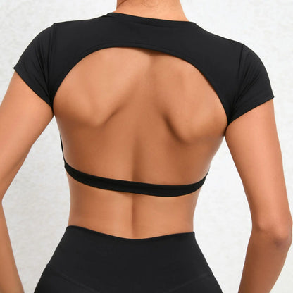 Apex Ritual – Sexy Padded Sports Shirts Breathable Workout Tops – Backless Yoga Crop Tops Women Gym Top