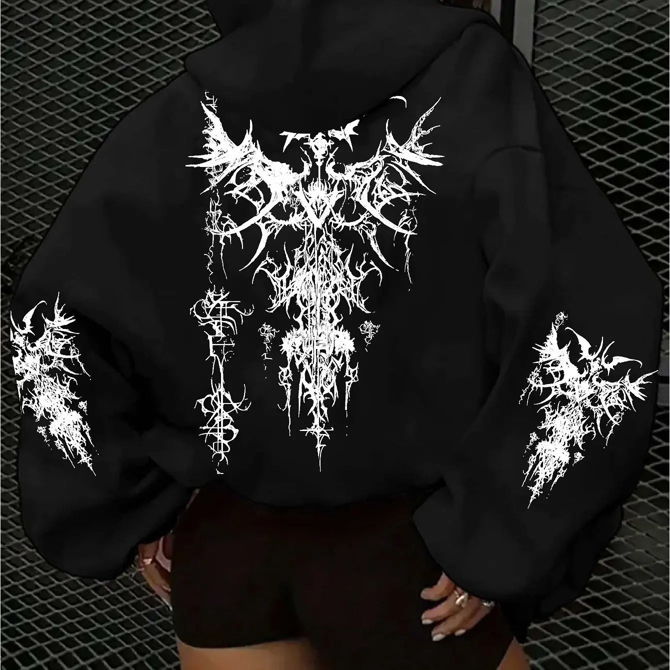 Apex Ritual – Women's Gothic Oversized Pullover Hoodie – Dark Streetwear Sweatshirt