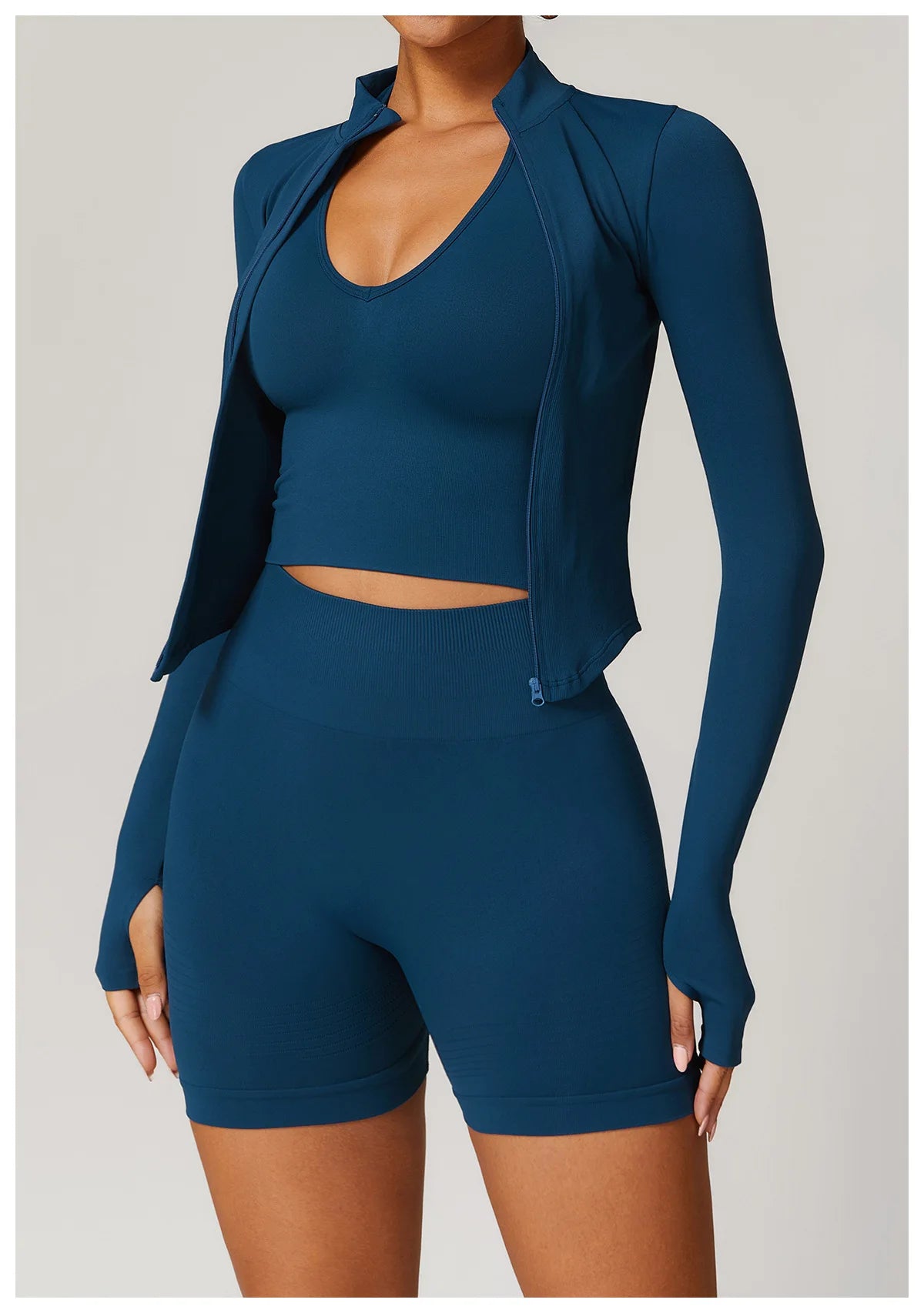 Apex Ritual – Ribbed Yoga Tops Women – Standing Collar Long Sleeve Fitness Top Gym Running Shirt