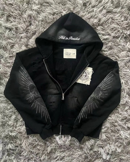 Apex Ritual Women's Zip Sweater – Y2K Embroidered Casual Sport Jacket