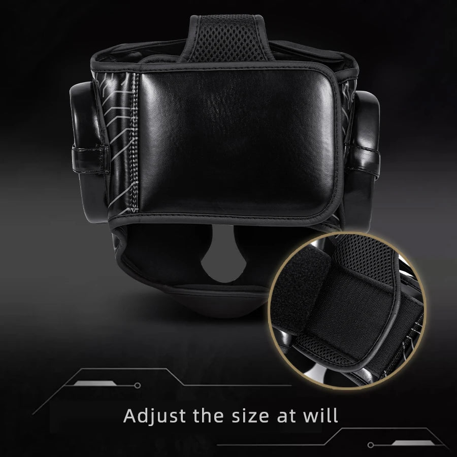 Apex Ritual – Full-Coverage MMA Boxing Helmet – Leather Head Guard for Muay Thai & Kickboxing