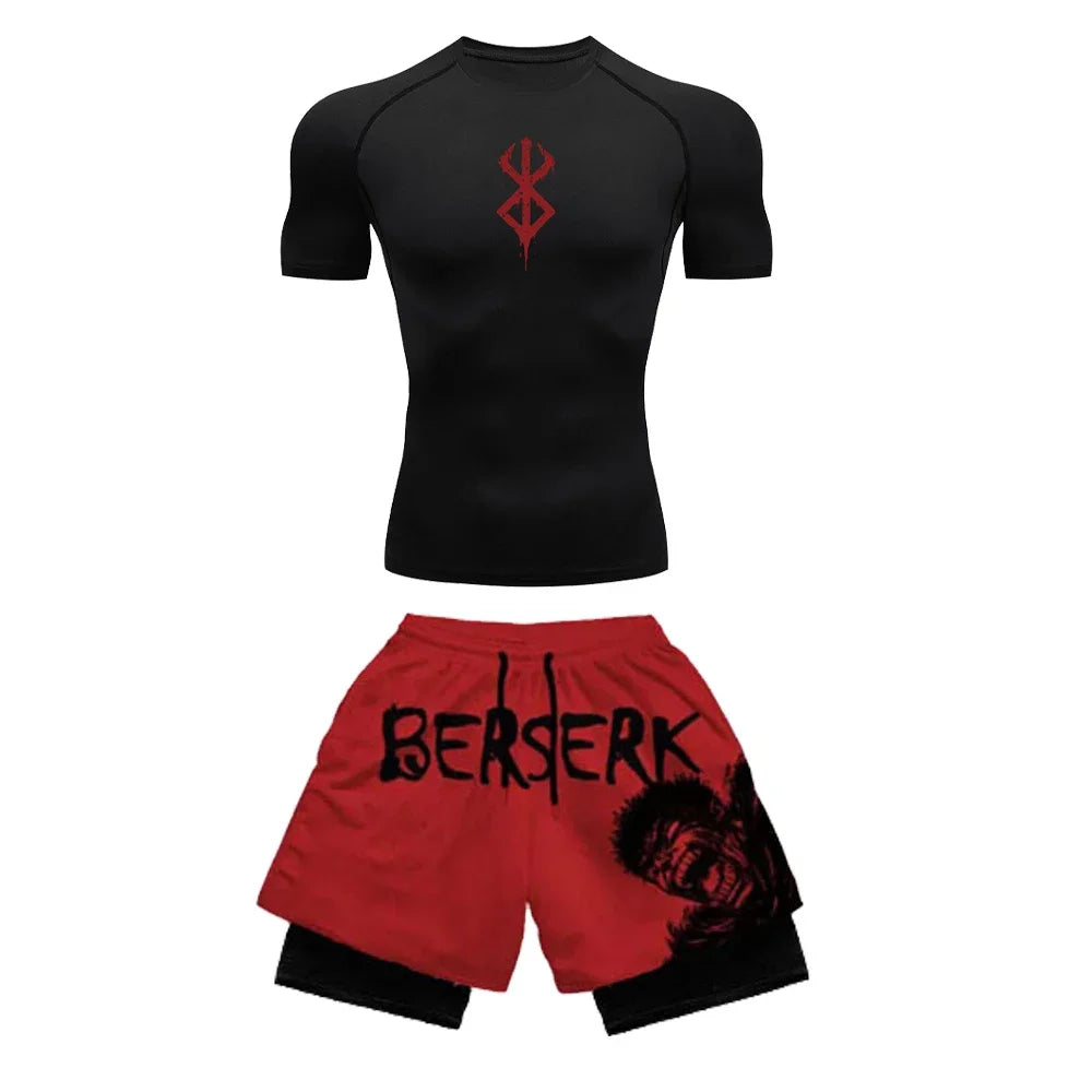 Apex Ritual Men's Compression Set – 3D Print Rash Guard Top & Shorts