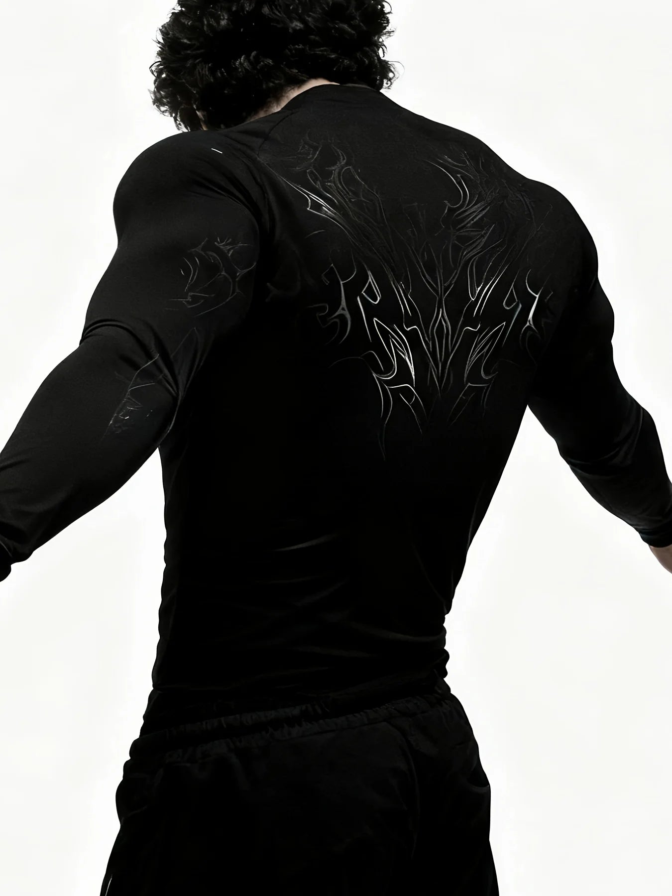 Apex Ritual – Men's Geometric High-Neck Compression Long Sleeve – Tight Fit Gym Sports Top