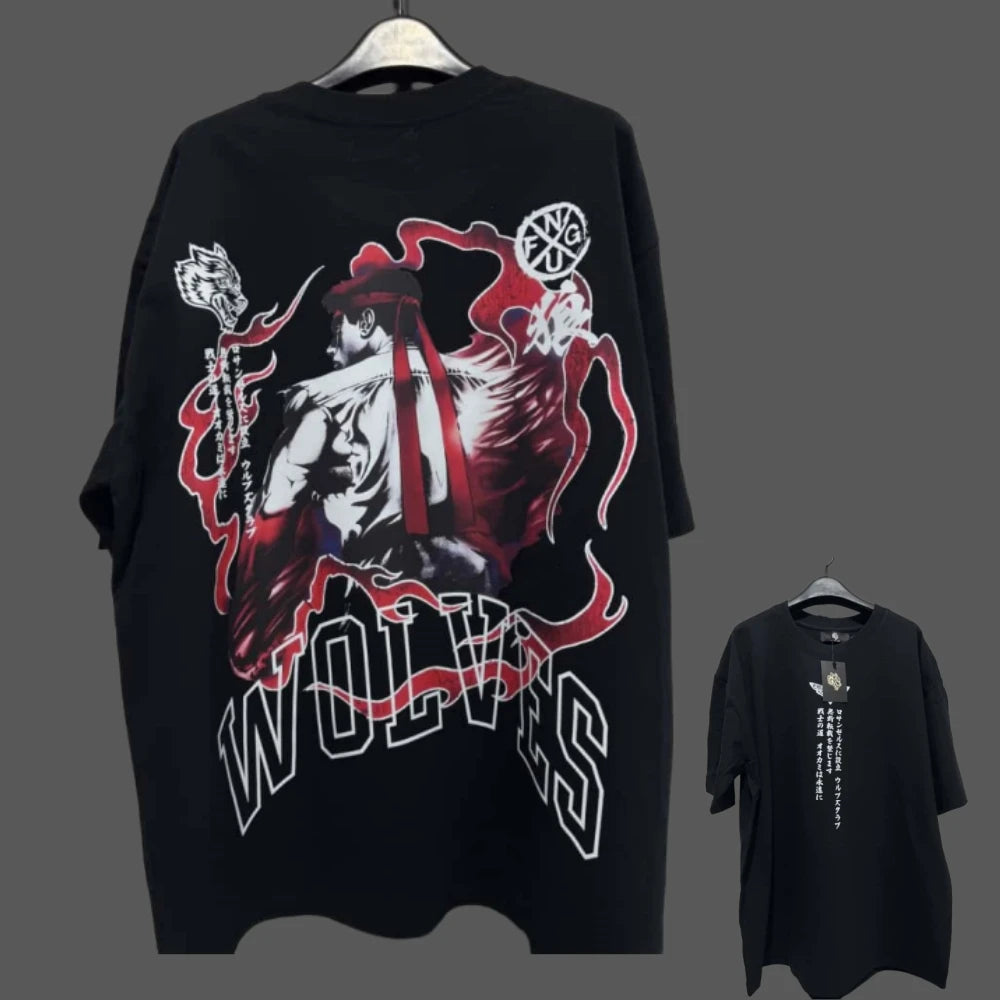 Apex Ritual – Anime Print Men's Crewneck T-Shirt – Loose Casual Fitness Training Cotton Tee