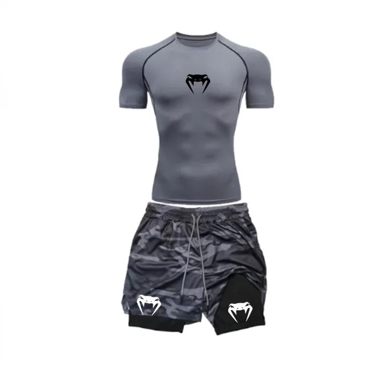 Apex Ritual Men's Training Set – Short-Sleeve Tee & Quick-Dry Mesh Shorts