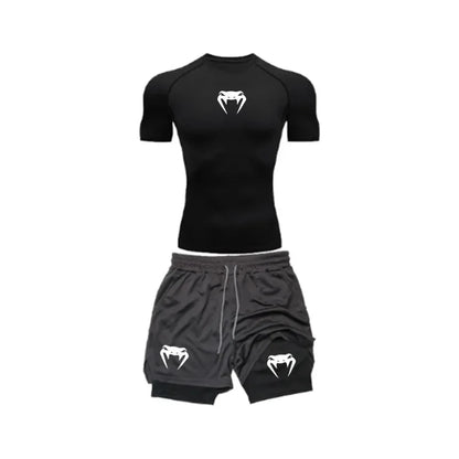 Apex Ritual Men's Training Set – Short-Sleeve Tee & Quick-Dry Mesh Shorts