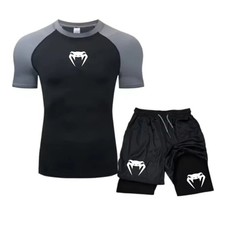 Apex Ritual Men's Training Set – Short-Sleeve Tee & Quick-Dry Mesh Shorts