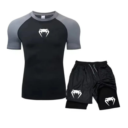 Apex Ritual Men's Training Set – Short-Sleeve Tee & Quick-Dry Mesh Shorts