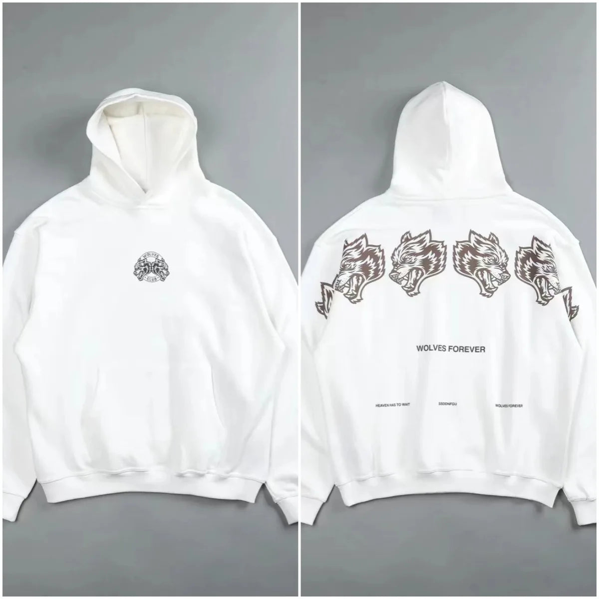 Apex Ritual – Retro Wolf Head Backprint Hoodie – Fleece Lined Sweatshirt Men & Women
