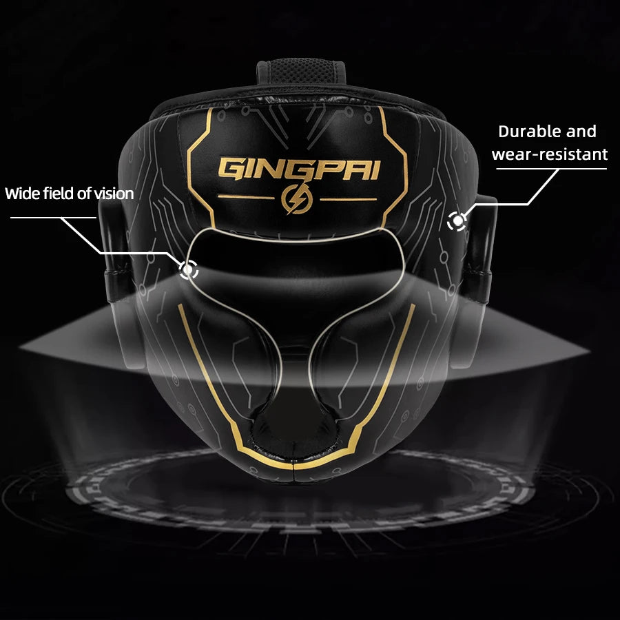 Apex Ritual – Full-Coverage MMA Boxing Helmet – Leather Head Guard for Muay Thai & Kickboxing