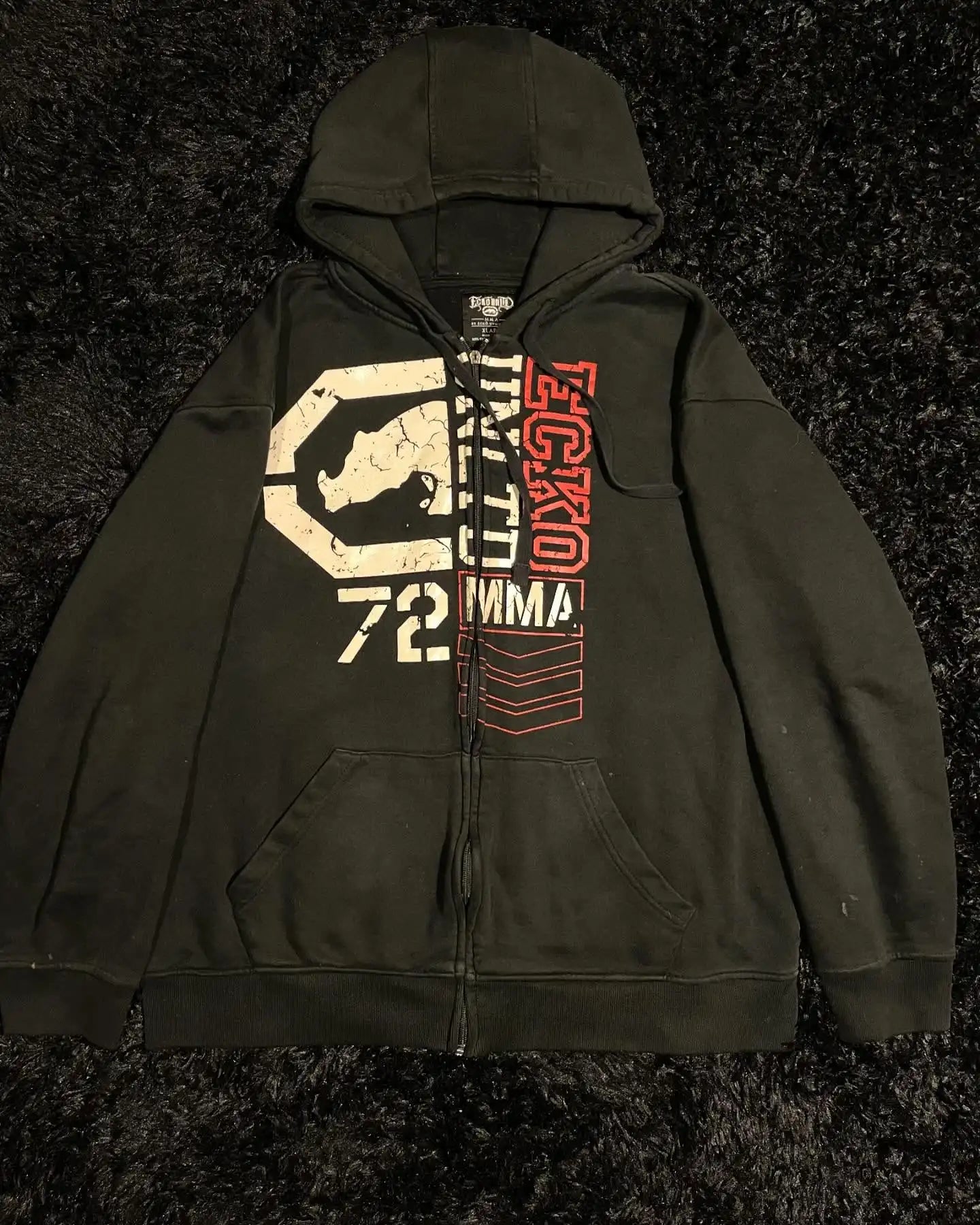 Apex Ritual – Vintage Y2K Skull Print Zip-Up Hoodie – Oversized Hip Hop Pullover Unisex
