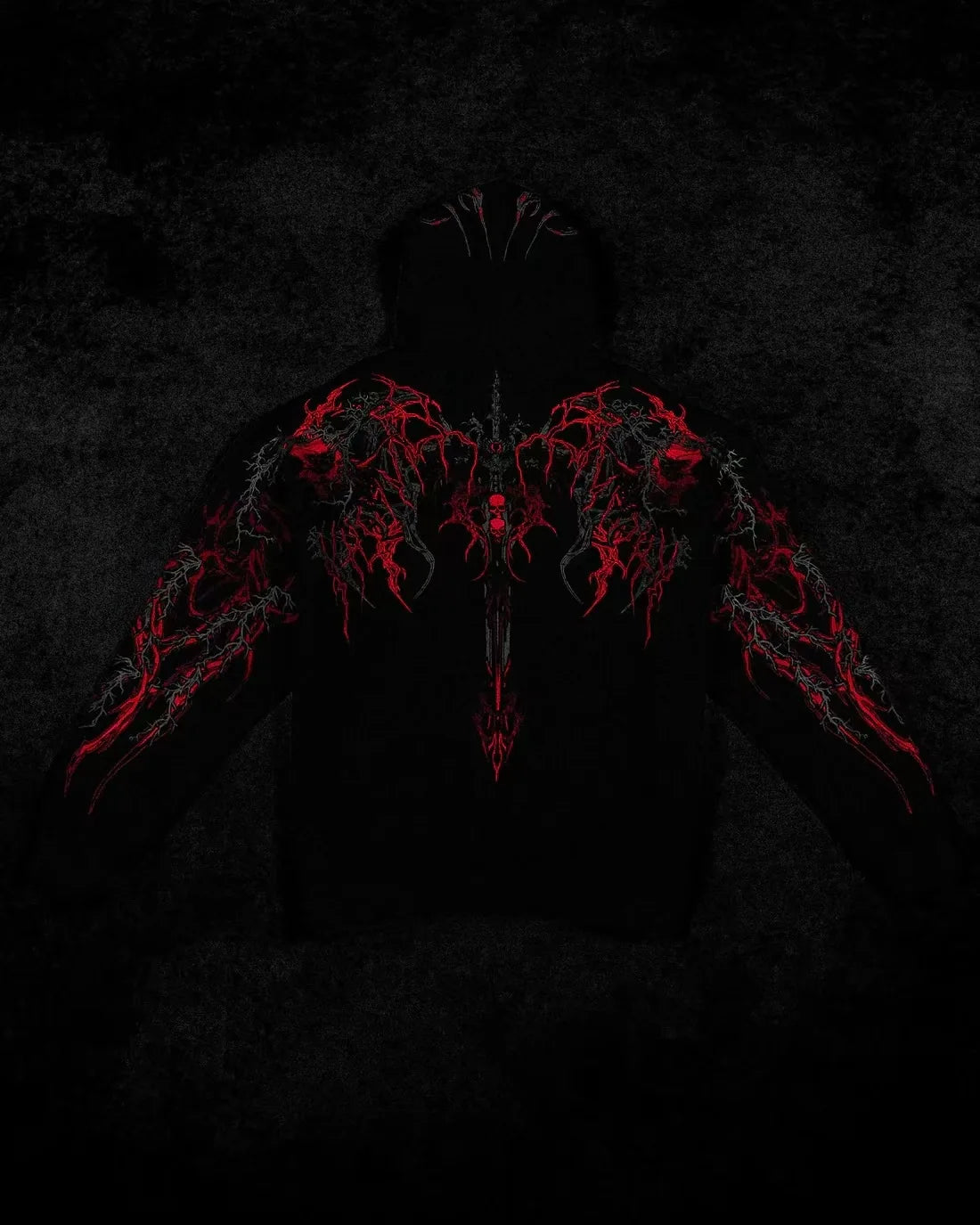 Apex Ritual – Men's Dark Floral Hooded Sweatshirt – Oversized American Streetwear Fitness Pullover