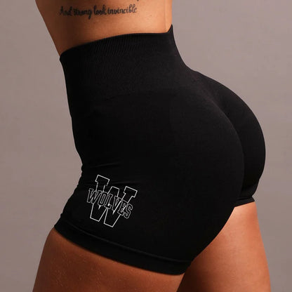 Apex Ritual – Women's High-Waist Peach Shorts – Seamless Knitted Fitness Yoga Pants