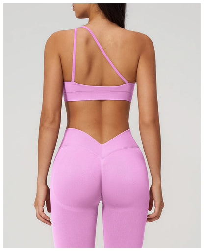 Apex Ritual – Seamless Sport Bra Women – Breathable Shockproof Oblique Shoulder Yoga Bra Sportswear