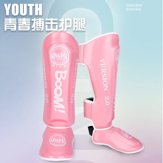Apex Ritual – PU Leather Boxing Shin Guards – MMA & Muay Thai Ankle Protector Shin Pads