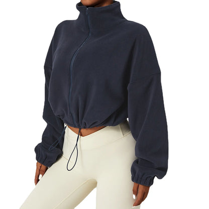 Apex Ritual Women's Fleece Zip Hoodie – Cropped Stand-Collar Training Jacket