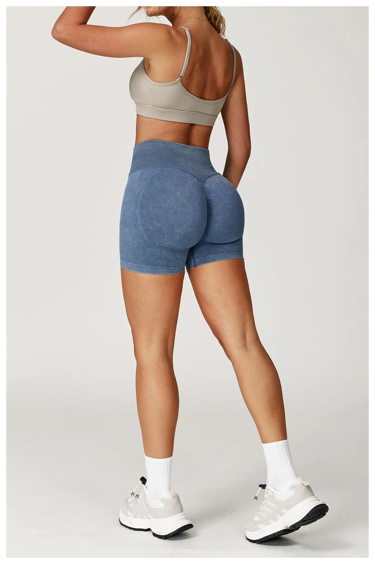 Apex Ritual – Women's High-Waist Yoga Shorts – Sand-Washed Squat-Proof Training Shorts