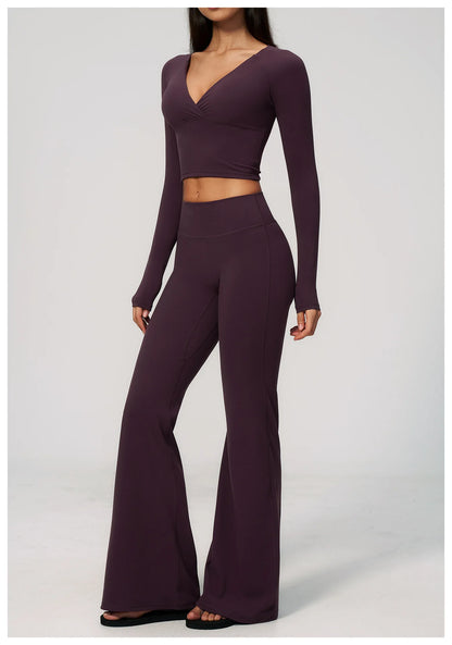 Apex Ritual – Yoga Set 2PCS Women – Gym Legging Fitness Bra Crop Top Long Sleeve Sports Suits