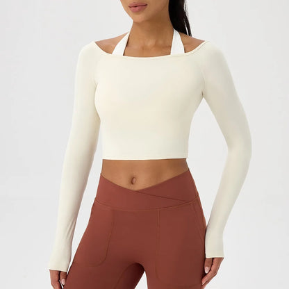 Apex Ritual – Women's Off-Shoulder Long-Sleeve Top – Quick-Dry Yoga & Gym Shirt