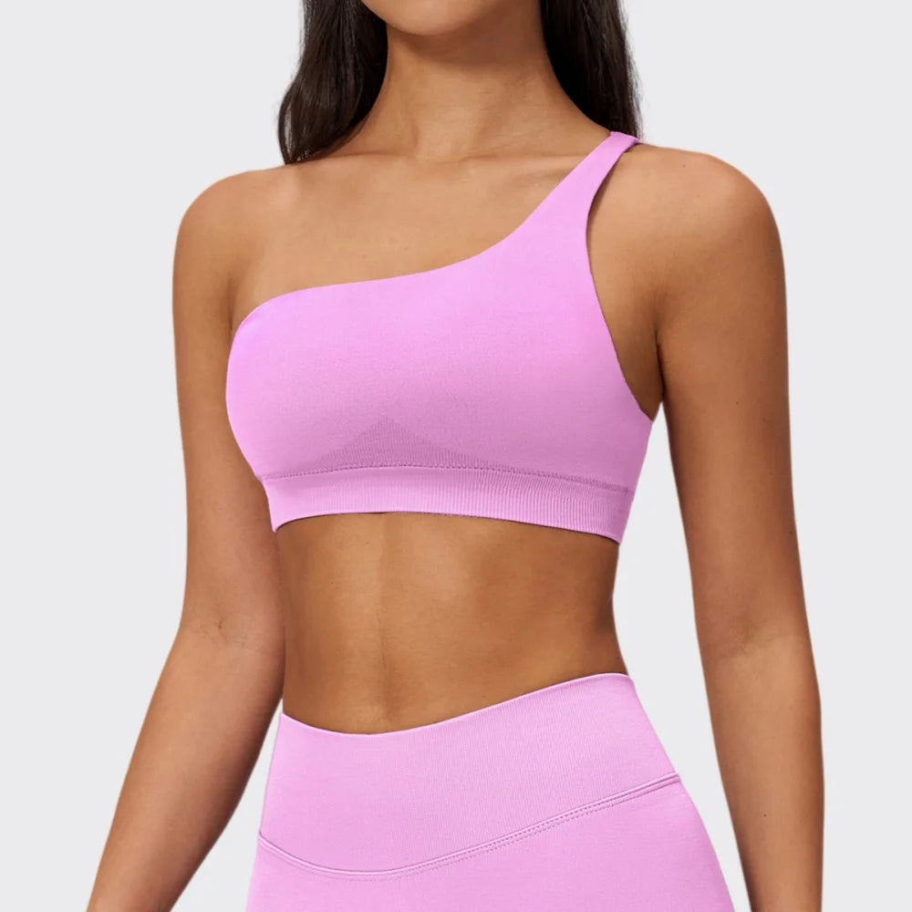 Apex Ritual – Seamless Sport Bra Women – Breathable Shockproof Oblique Shoulder Yoga Bra Sportswear