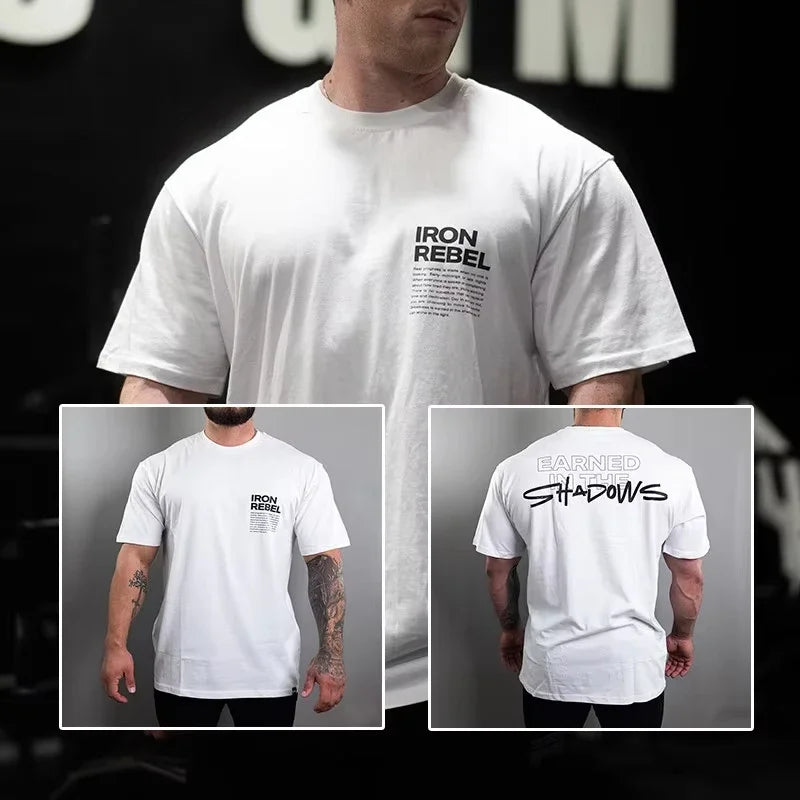 Apex Ritual – Earned Not Given Men's Gym T-Shirt – Bold Text Oversized Crew Neck Lifting Tee