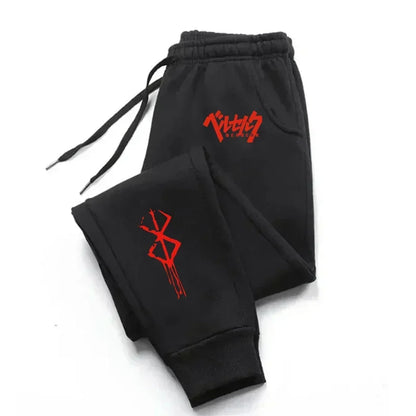 Apex Ritual – Men's Anime Print Fleece Joggers – Loose Fit Workout Running Pants