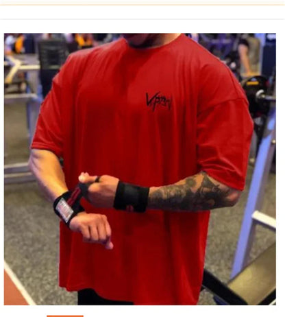 Apex Ritual – Men's Oversized Sports T-Shirt – Round Collar Cotton Summer Training Running Tee