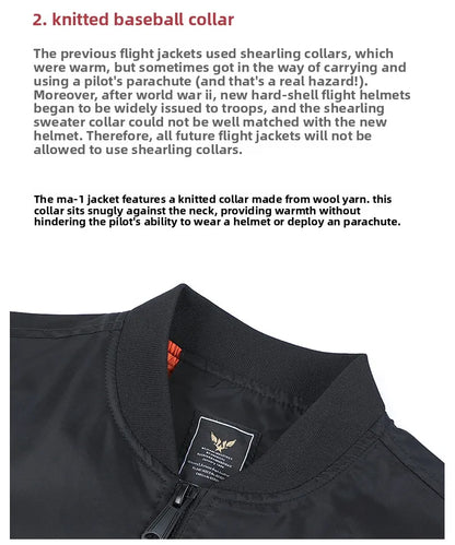Apex Ritual – Spring Autumn Embroidered MA1 Pilot Jacket Men – Trendy American Workwear Baseball Style
