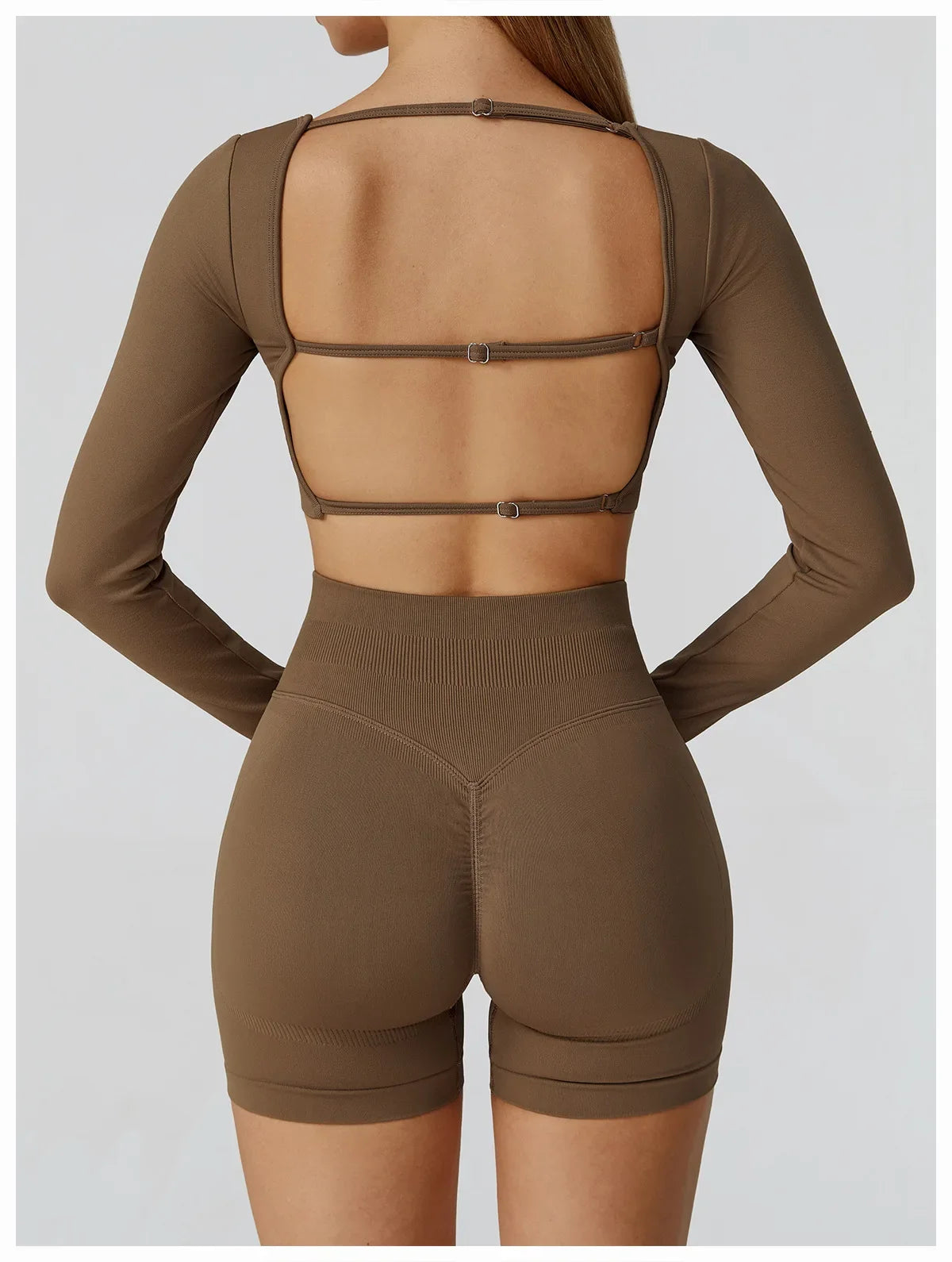 Apex Ritual – Seamless Quick-Dry Sportswear – Women's Square Neck Gym Crop Top & Long Sleeve