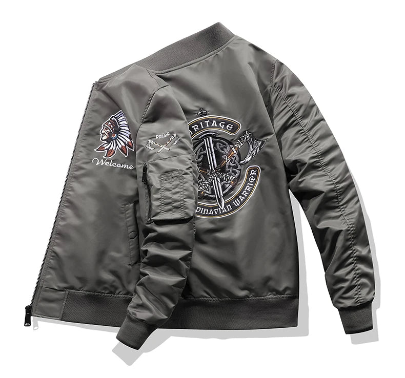 Apex Ritual – Spring Autumn Embroidered MA1 Pilot Jacket Men – Trendy American Workwear Baseball Style