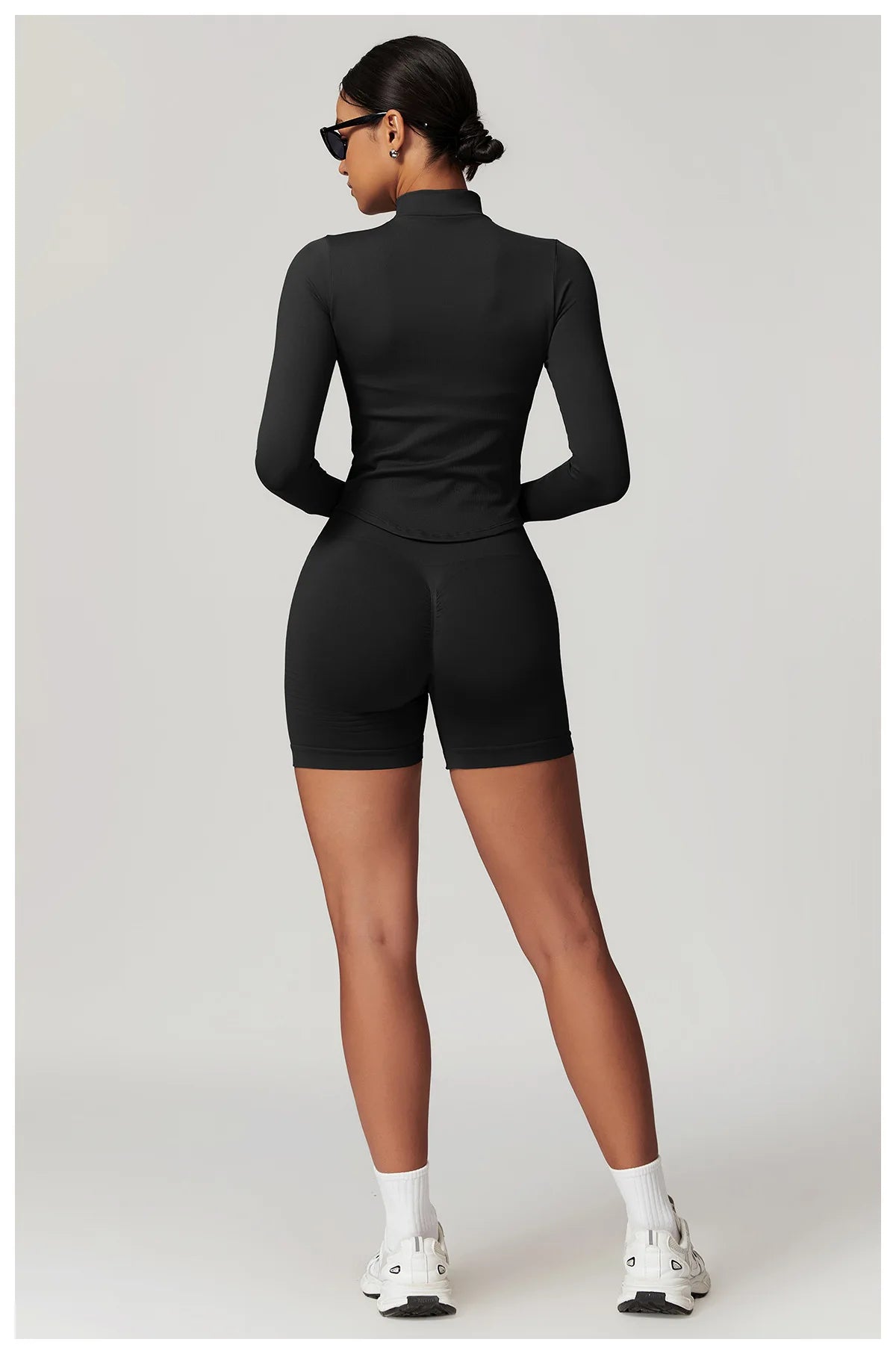 Apex Ritual – Ribbed Yoga Tops Women – Standing Collar Long Sleeve Fitness Top Gym Running Shirt