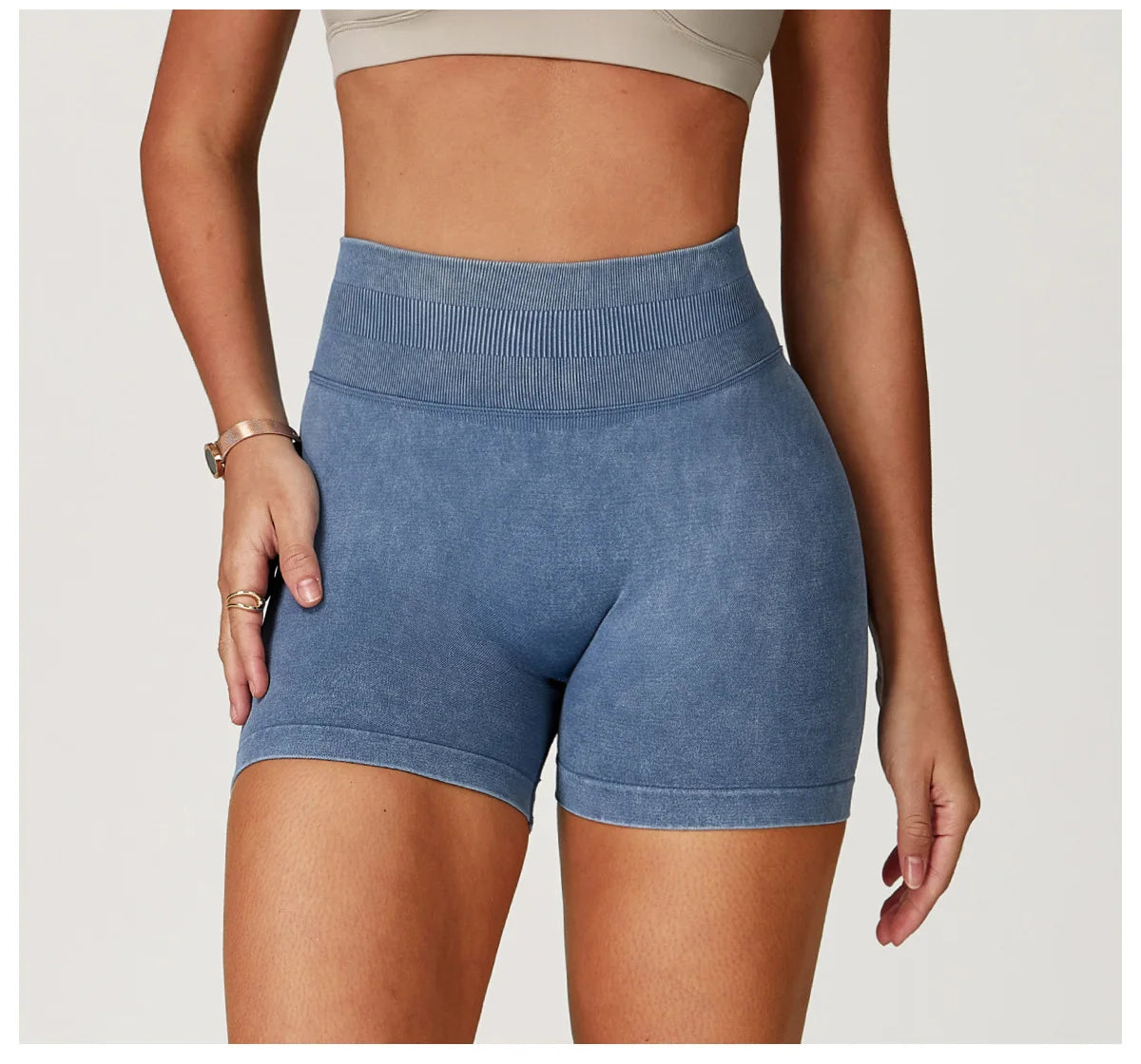 Apex Ritual – Women's High-Waist Yoga Shorts – Sand-Washed Squat-Proof Training Shorts
