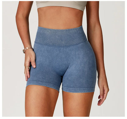 Apex Ritual – Women's High-Waist Yoga Shorts – Sand-Washed Squat-Proof Training Shorts